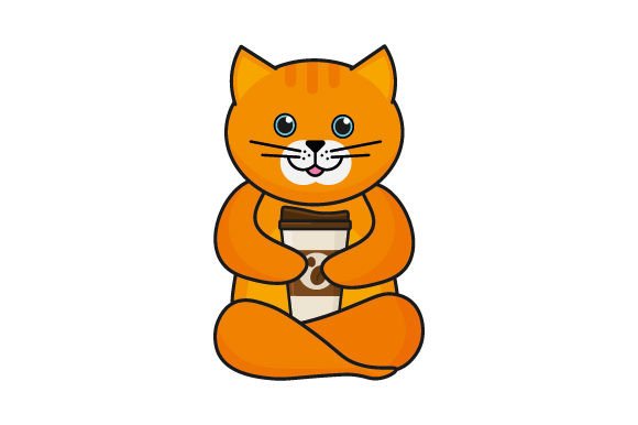 Cat Drinking Coffee Embroidery Design