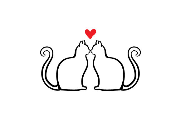 Cat in Love Embroidery Design
