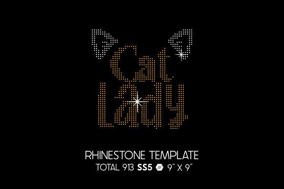 Cat Lady Rhinestone Template