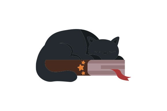 Cat Lying on a Spell Book