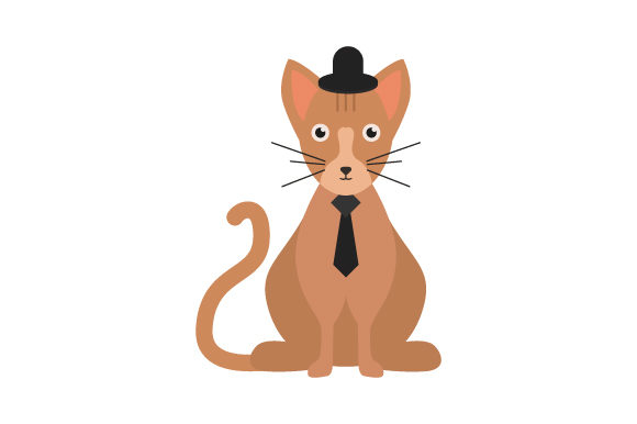 Cat Wearing Tie Embroidery Design