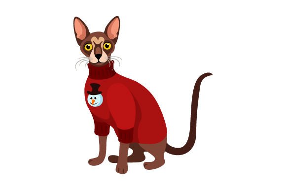 Cornish Rex Cat Wearing Christmas Sweater