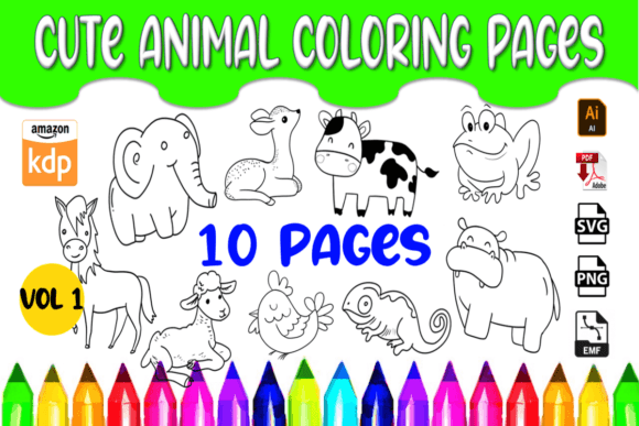 Cute Animal Coloring Pages for Kids Vol.1