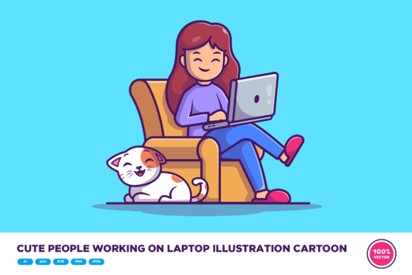 Cute People Working on Laptop