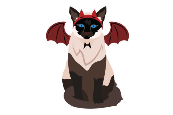 Siamese Cat Wearing Halloween Costume
