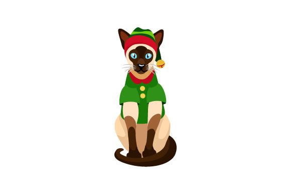 Siamese Cat with Christmas Decorations