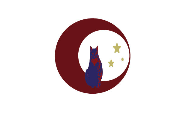 Silhouette of Cat Sitting on the Moon