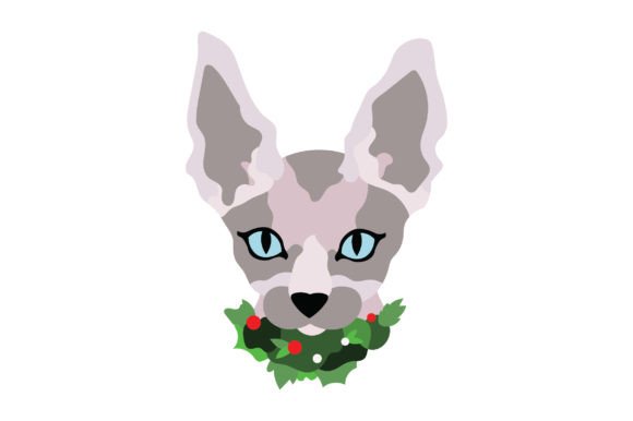 Sphynx Cat with Christmas Decorations